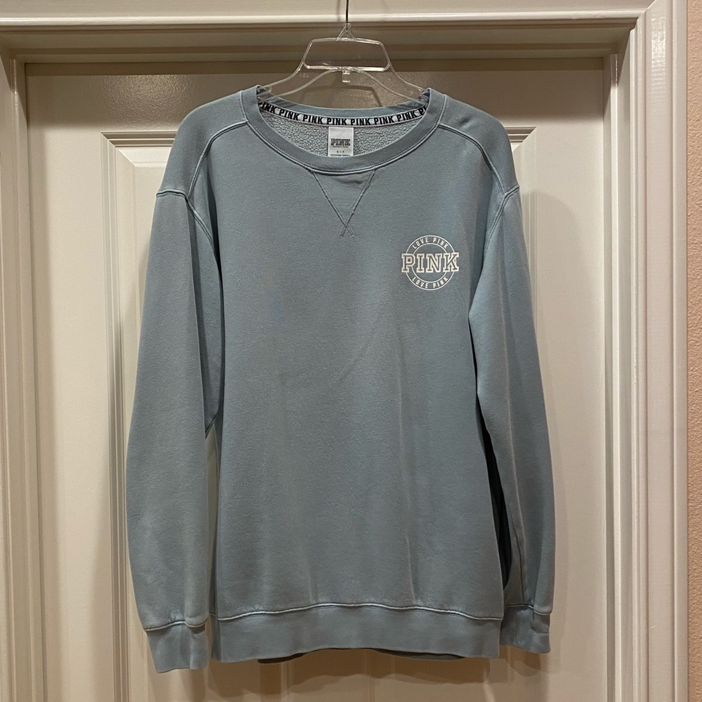VS PINK Light Teal Crewneck